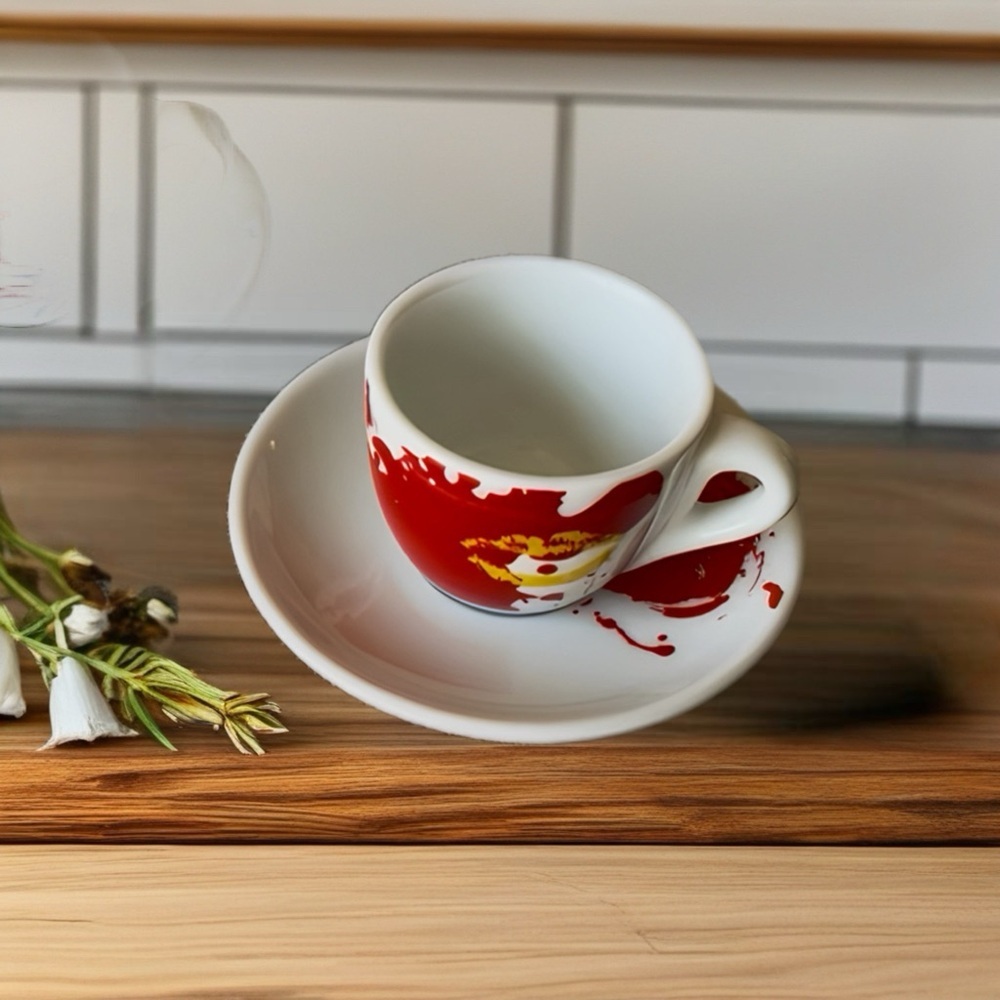 TOSCANA Vintage Red and Blue Espresso Cup Set - Picture 5 of 10